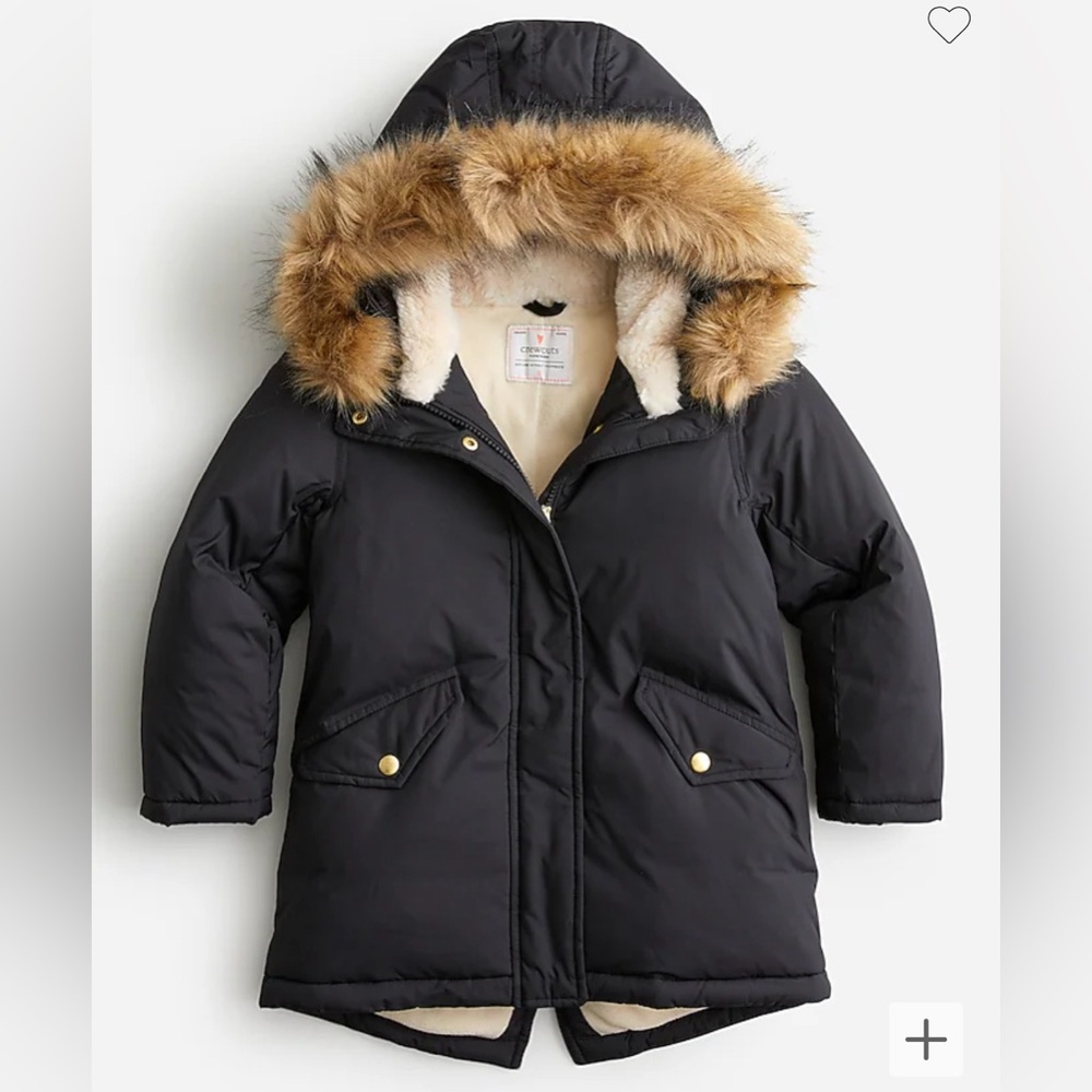 J.Crew Girls Puffer Jacket with Removable Fur Hood size XXS 2-3